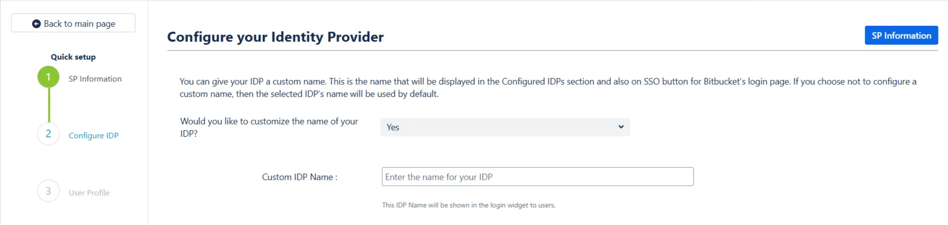 Configure IDP custom name for IDP