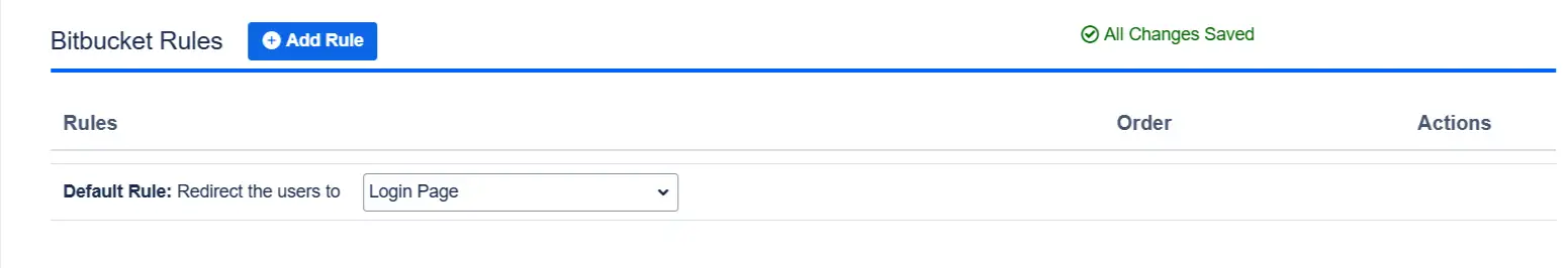 Default Redirection Rule section in the Redirection Rules page