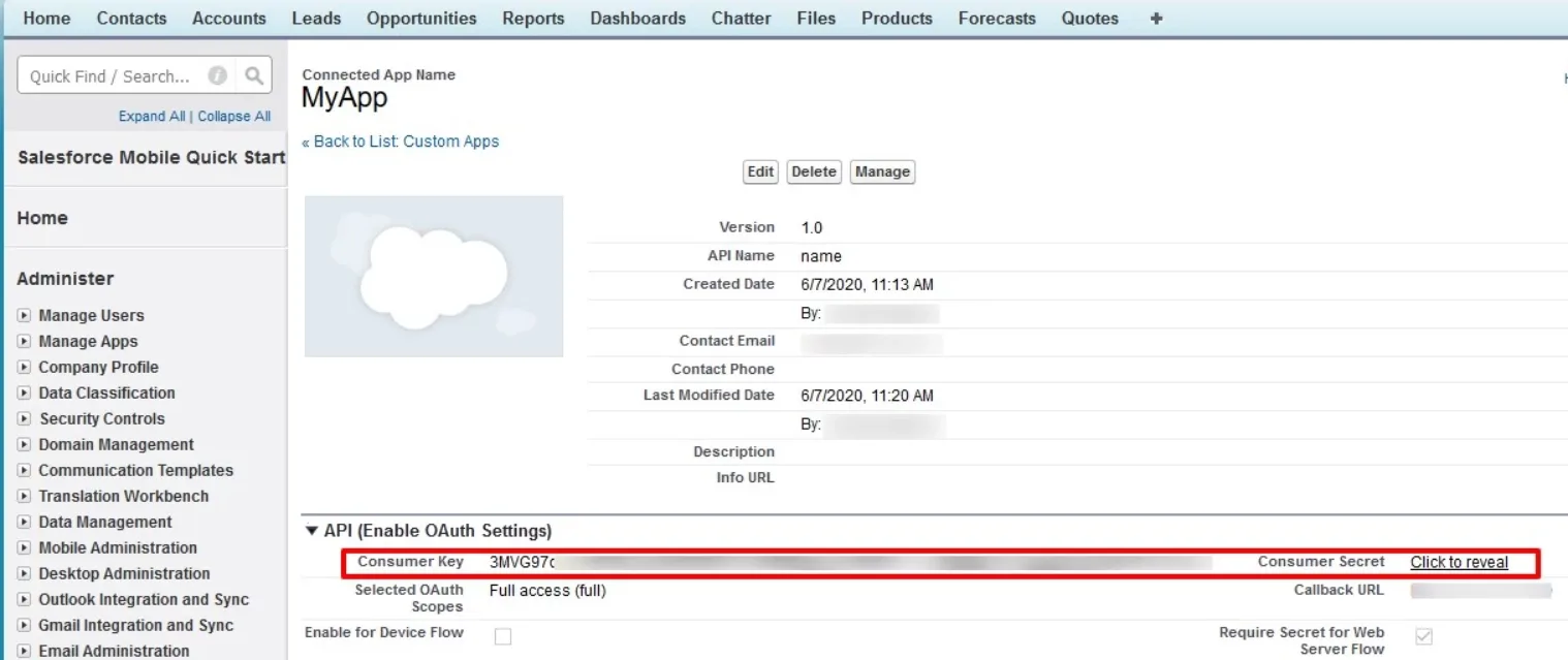 OAuth / OpenID Single Sign On (SSO) using Salesforce Identity Provider, Get Consumer ID