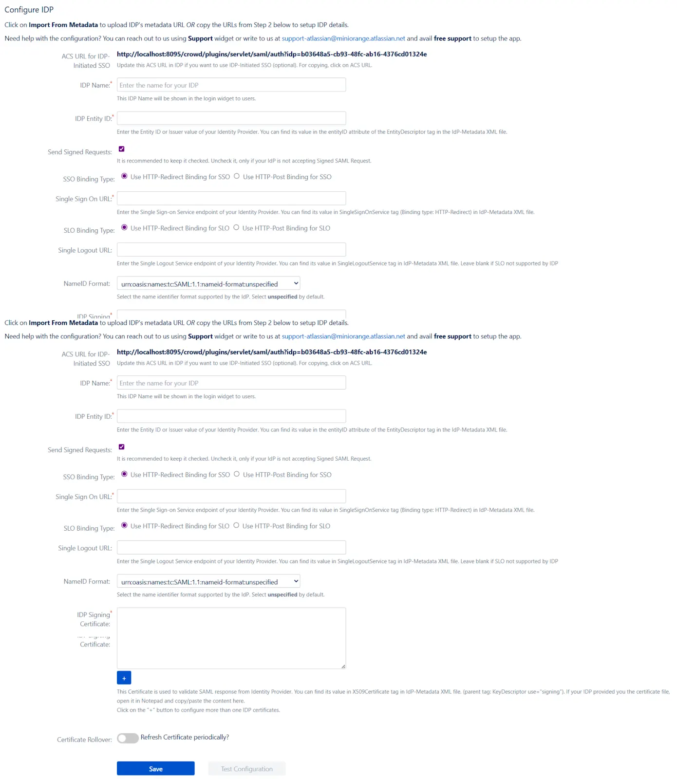 SAML Single Sign ON (SSO) into Crowd, Configure IDP Manually