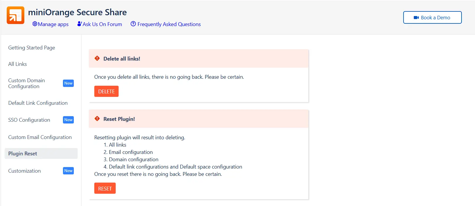 Secure share delete all links