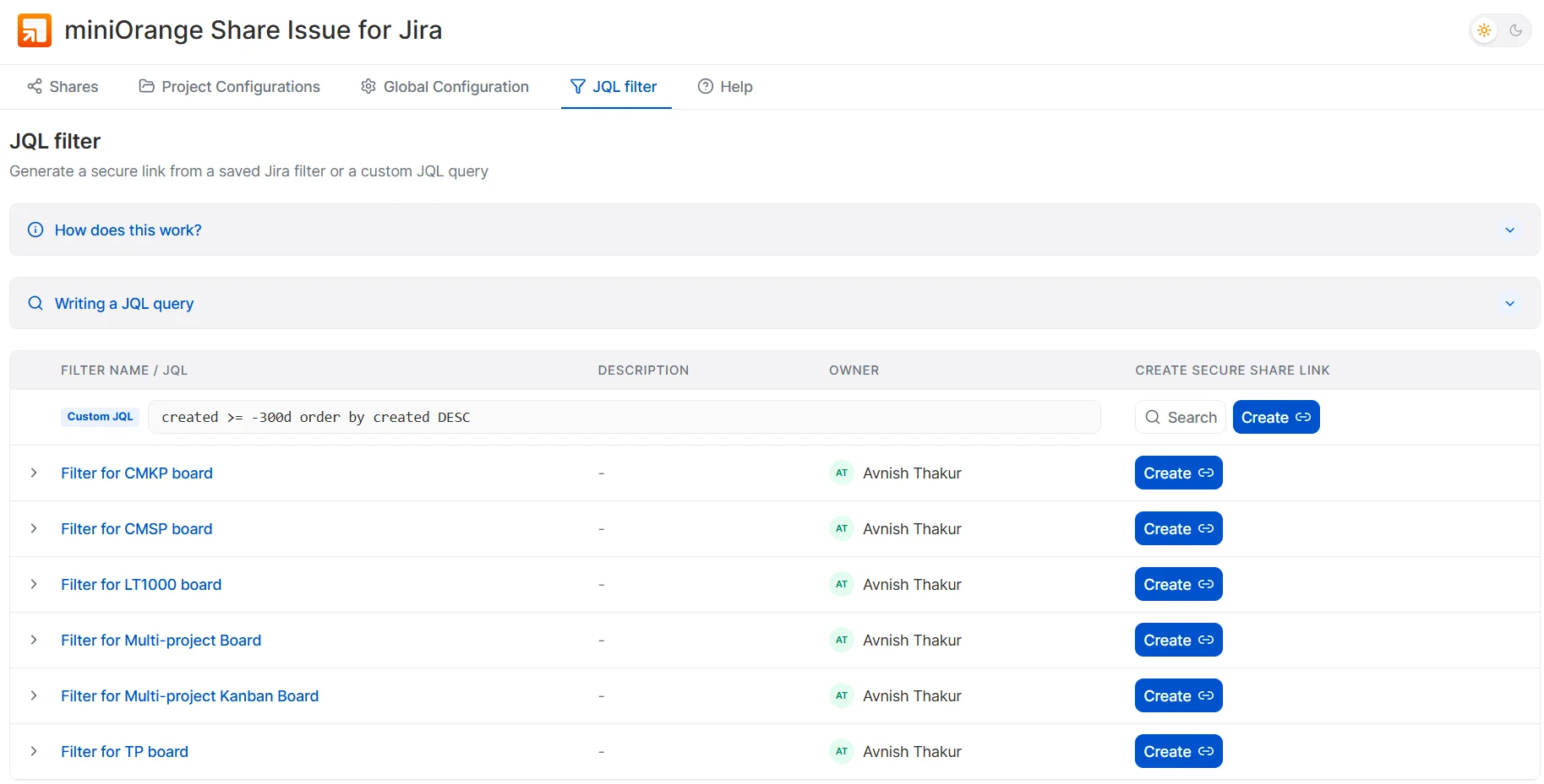 Share issues using Custom JQL