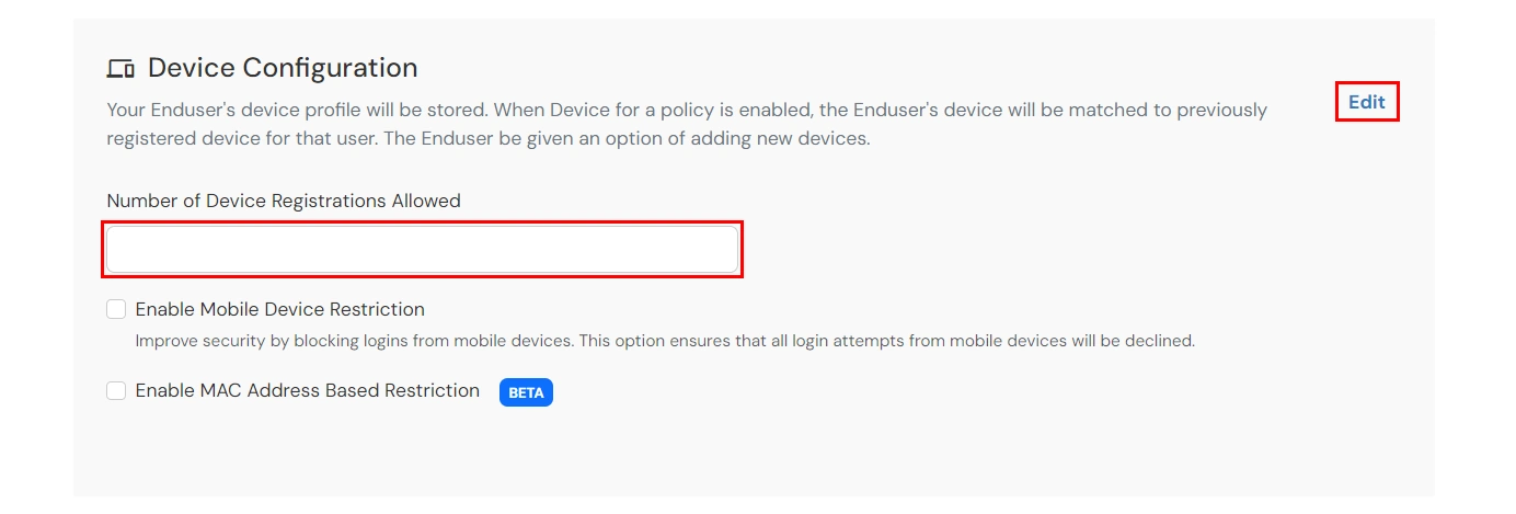 Device restriction for Dropbox: Add No of registered device