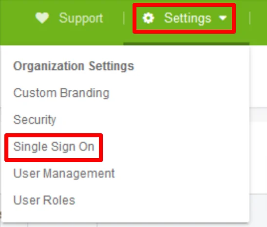 Allocadia Single Sign-On (SSO) Navigate Settings and select Single Sign on