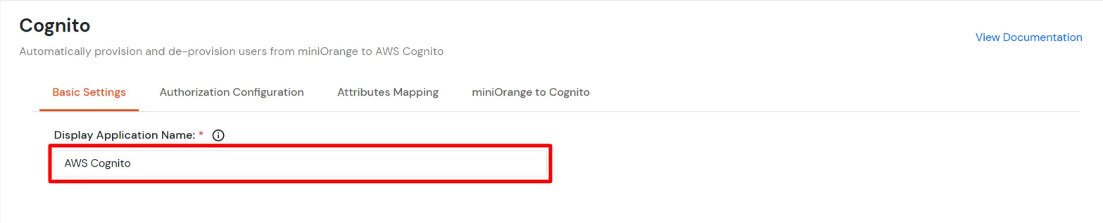 AWS Cognito Provisioning : Add Display Application Name