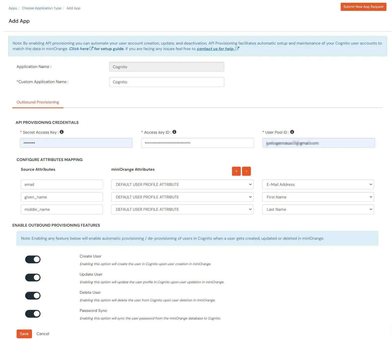 AWS Cognito Provisioning