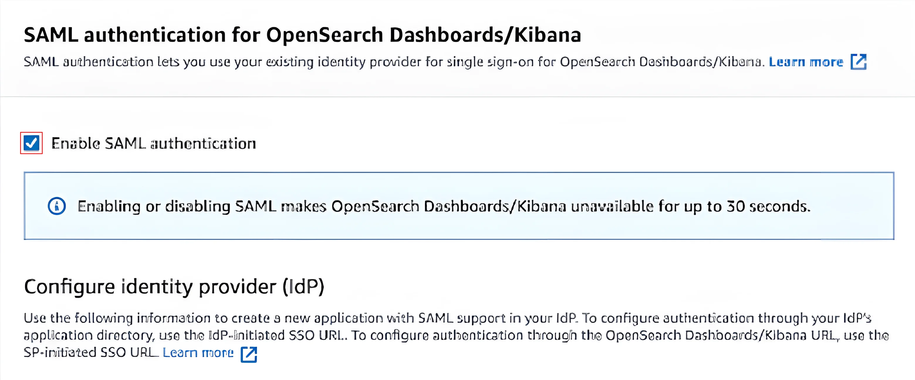 AWS OpenSearch Single Sign-On Enable SAML