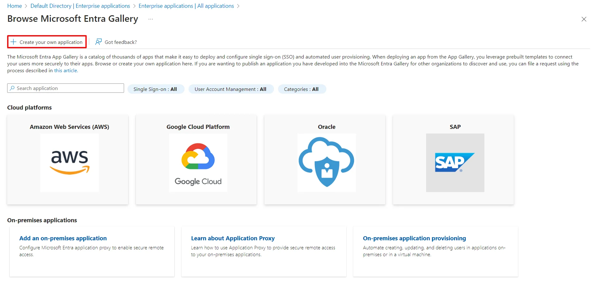 Microsoft Entra ID (Azure AD)  SAML IDP : Create application