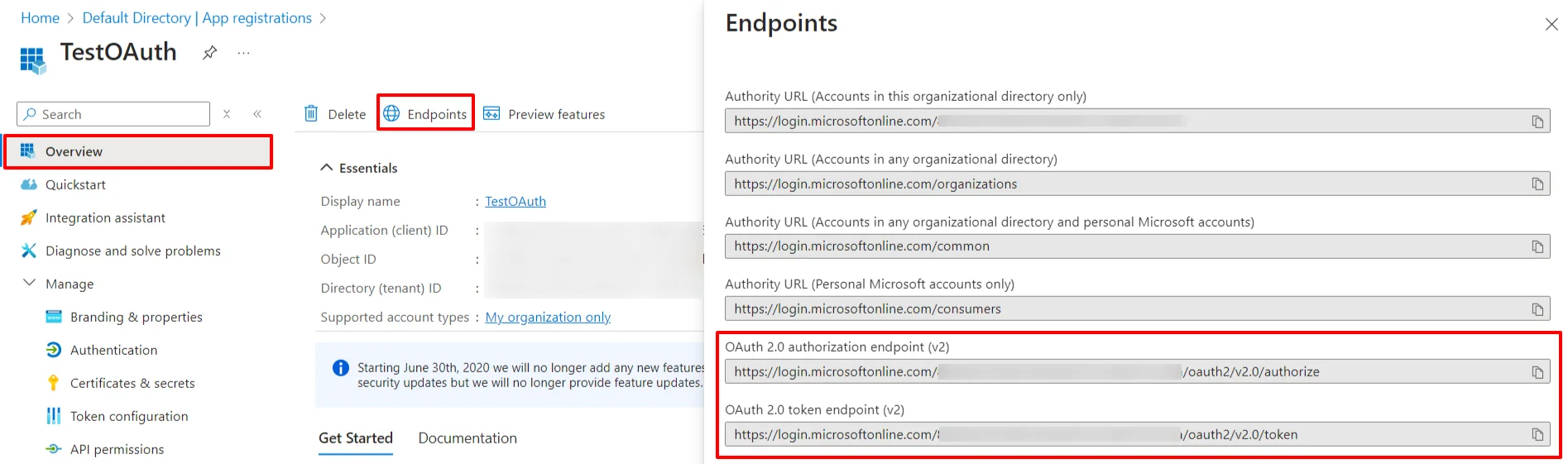 Microsoft Entra ID Single Sign On: Go to Overview > click Endpoints