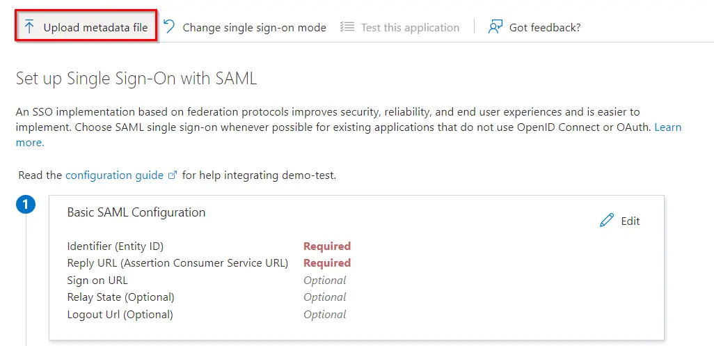 Microsoft Entra ID (Azure AD)  as IDP : SAML configuration