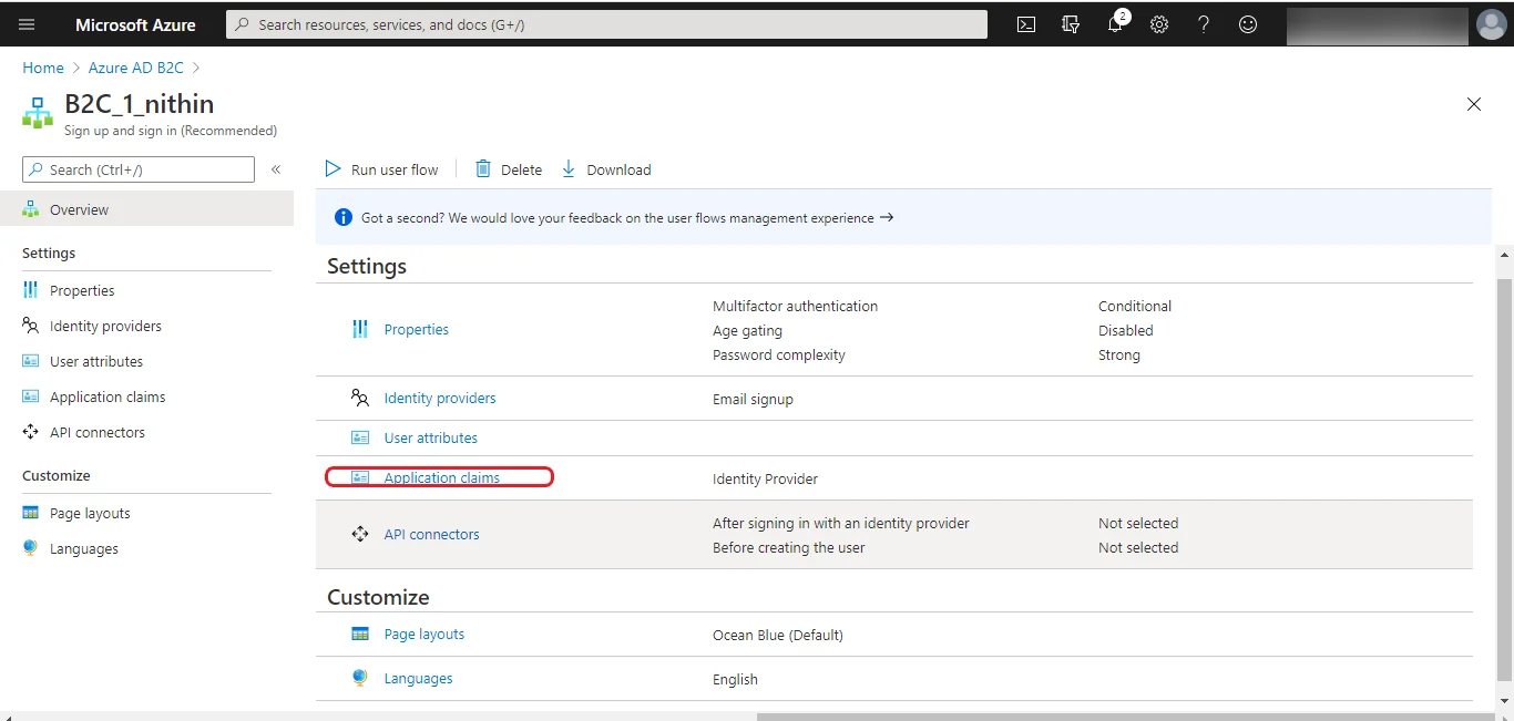 Azure B2C as IDP : Application Claim