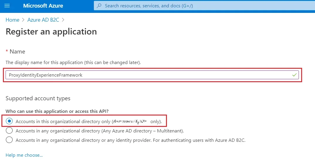 Azure B2C SSO : Register for Proxy Apps