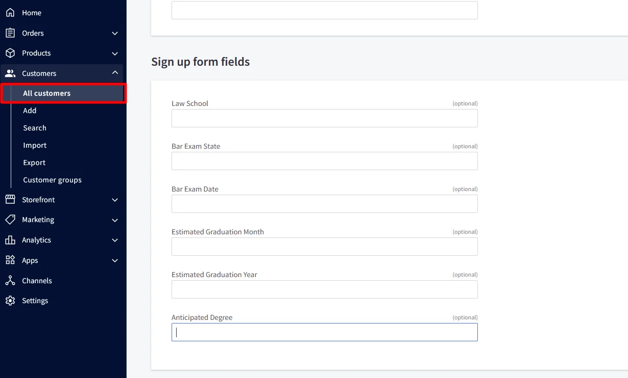 BigCommerce Single Sign-On : Go to Sign up form fields