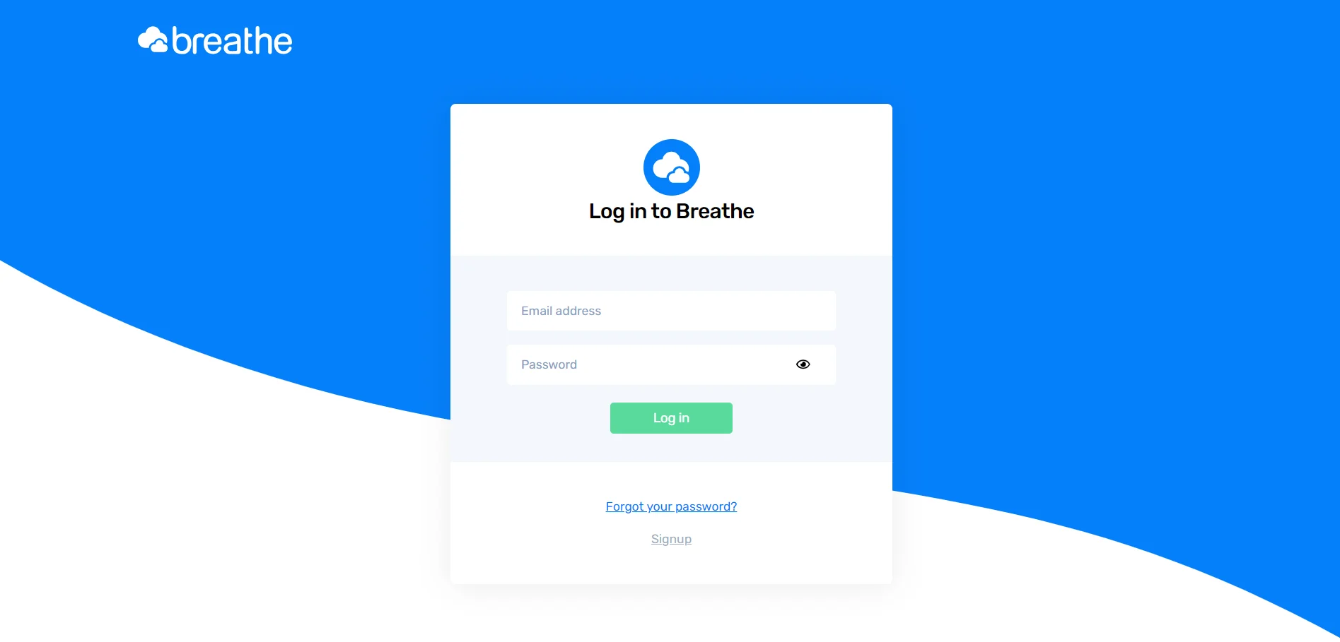 Breathe HR Single Sign-On (sso) user login page 