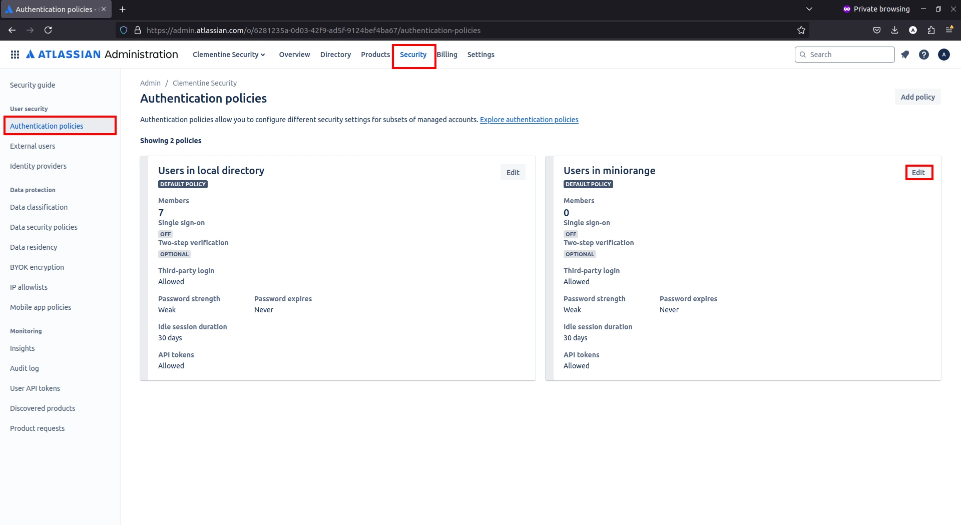 Atlassian CASB - authentication policy