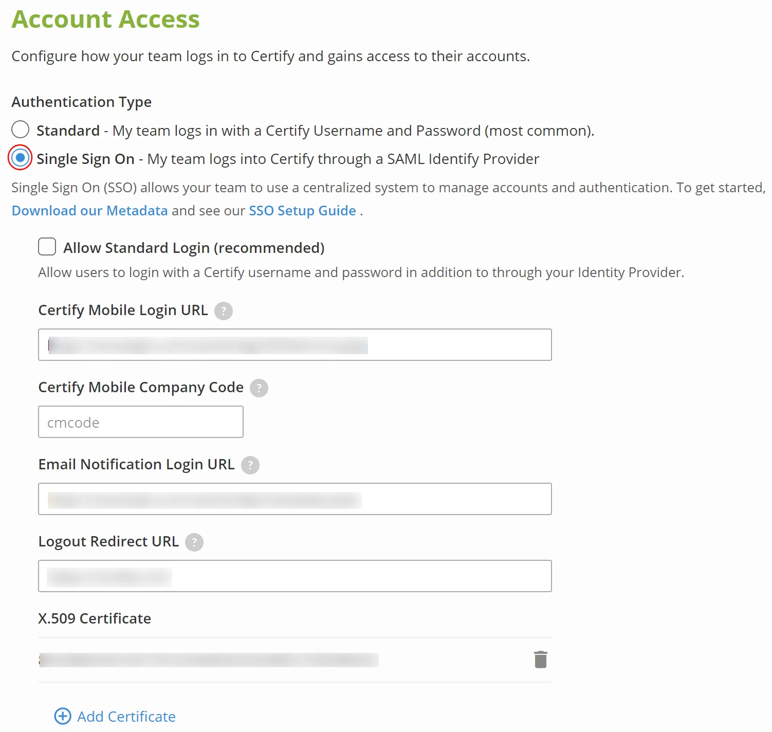 Centrify Single Sign On (sso) choose authentication type as single sign on