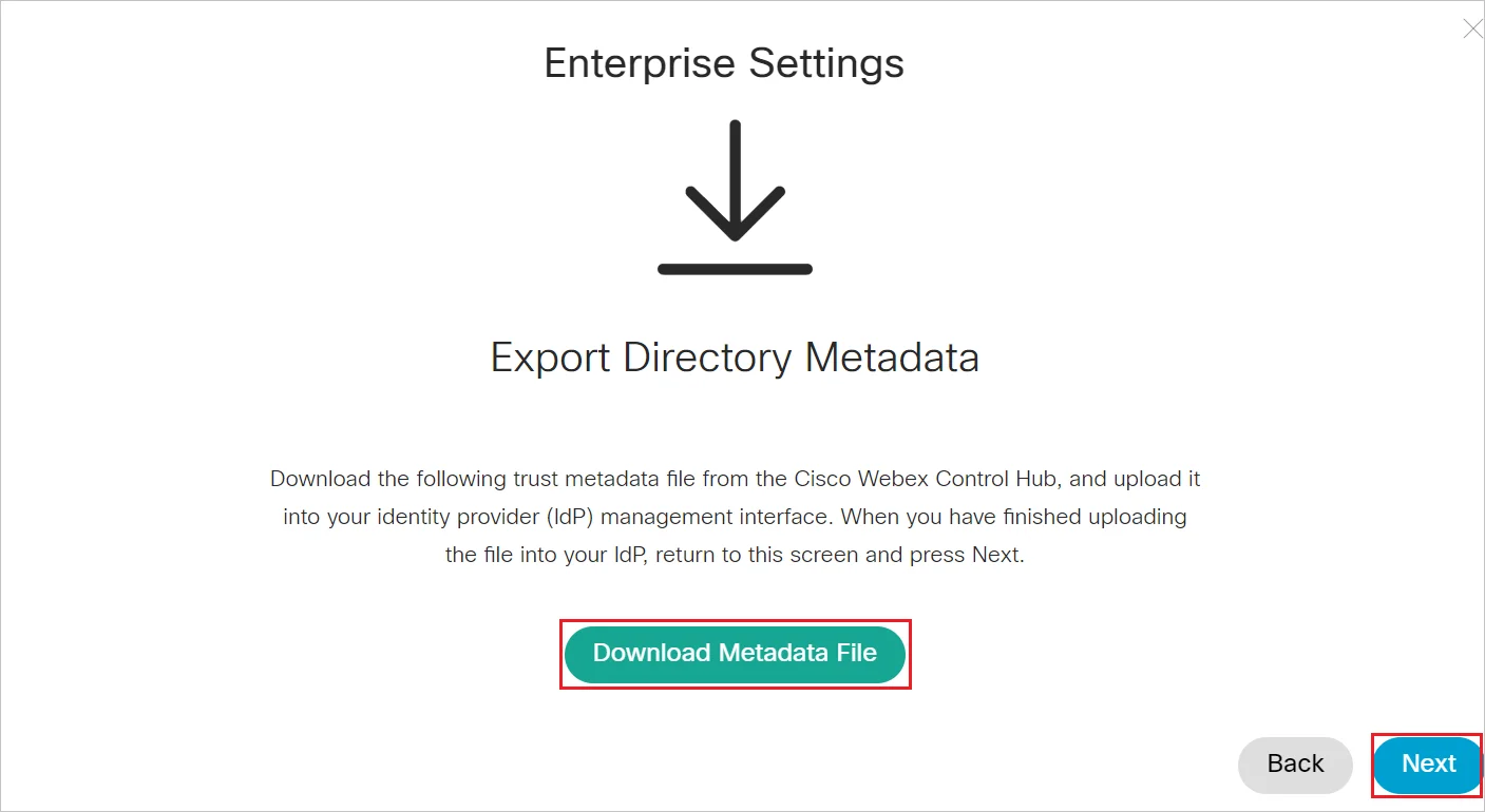 Cisco Spark Platform SAML Downlaod the SP Metadata File