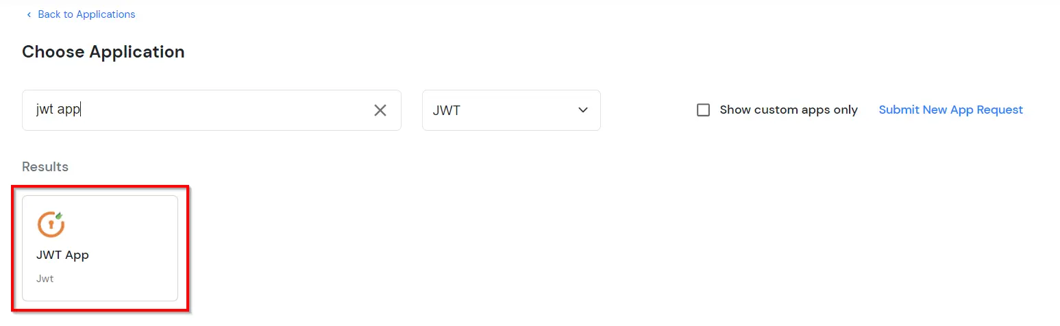 Configure JWT application: Search Grafana JWT application