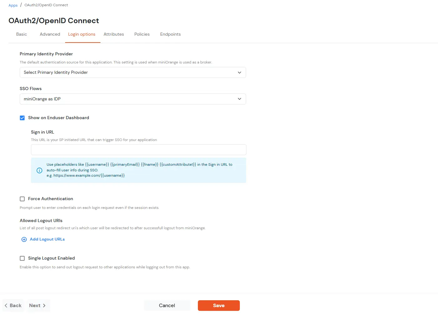 miniOrange Identity Platform Partner Portal Handbook: Navigate to Login options tab
