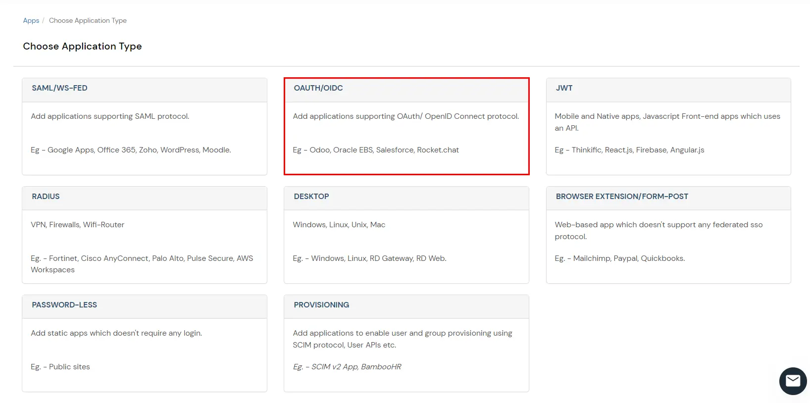 Single Sign-On (sso)for Rudneck select OAuth/OIDC application type