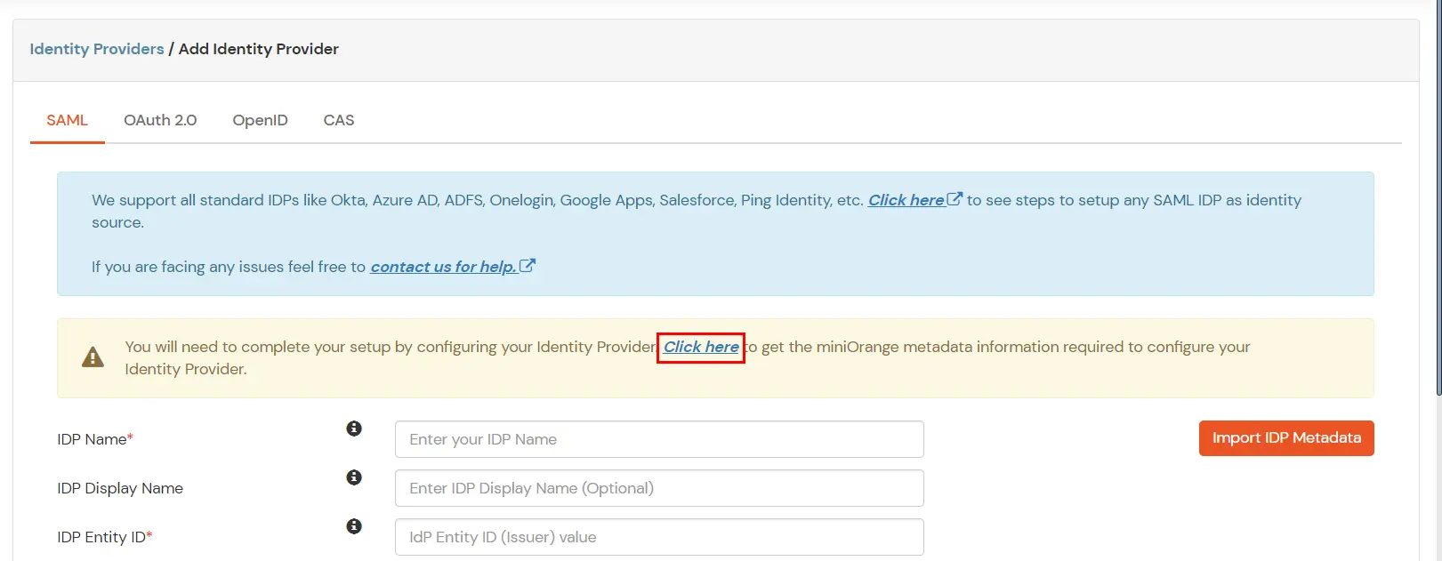 Okta SSO:Get miniorange metadata