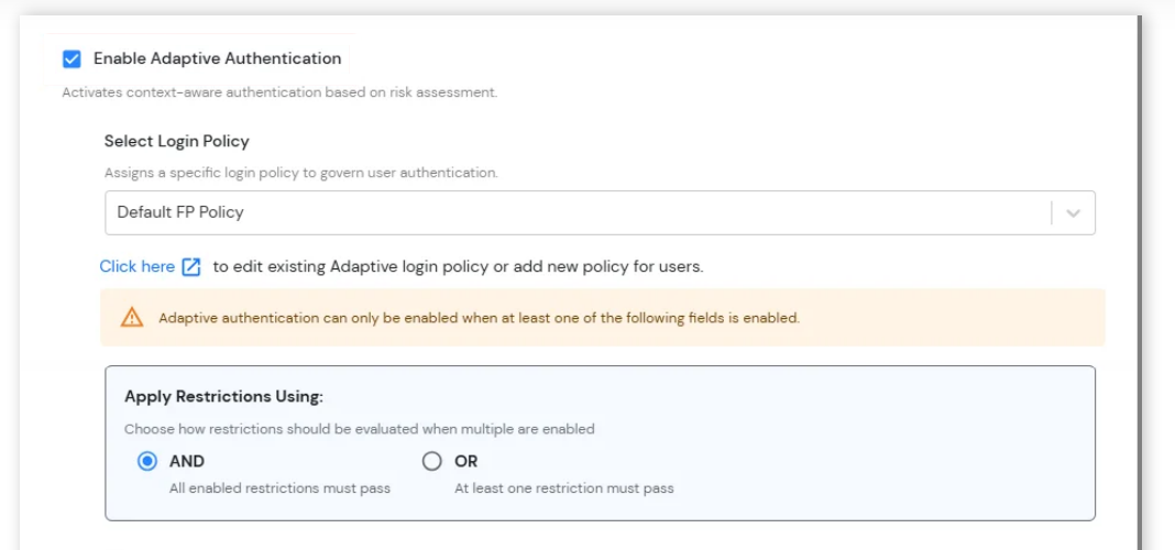 Enable Adaptive Authentication