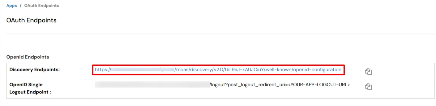 Copy Discovery Endpoint  OAuth SSO