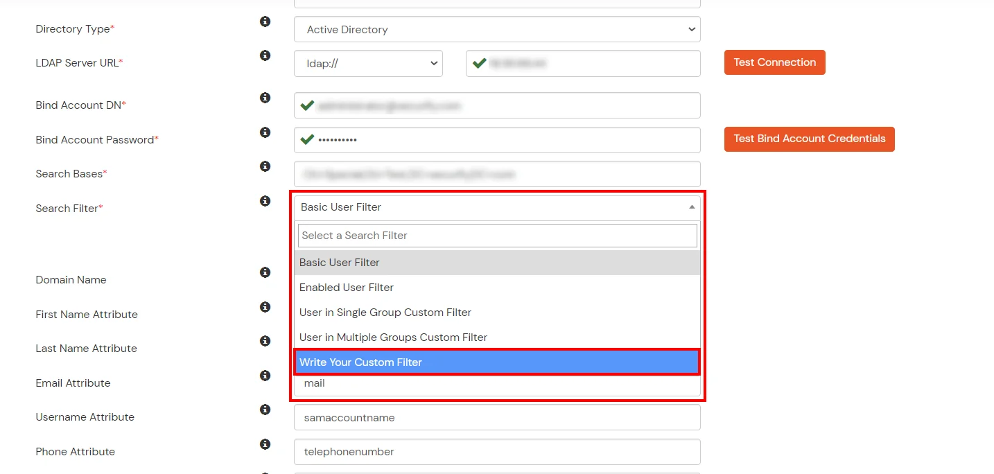 AWS AppStream: Select user search filter