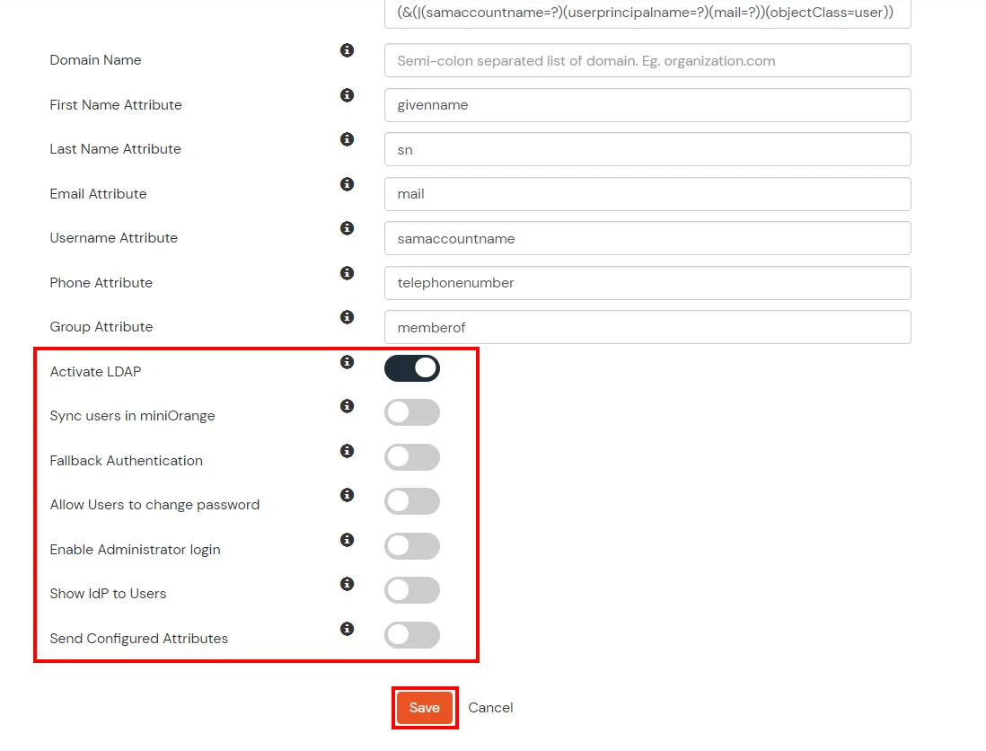 Amazon Web Services(AWS) Single Sign-On (SSO) Activate ldap options