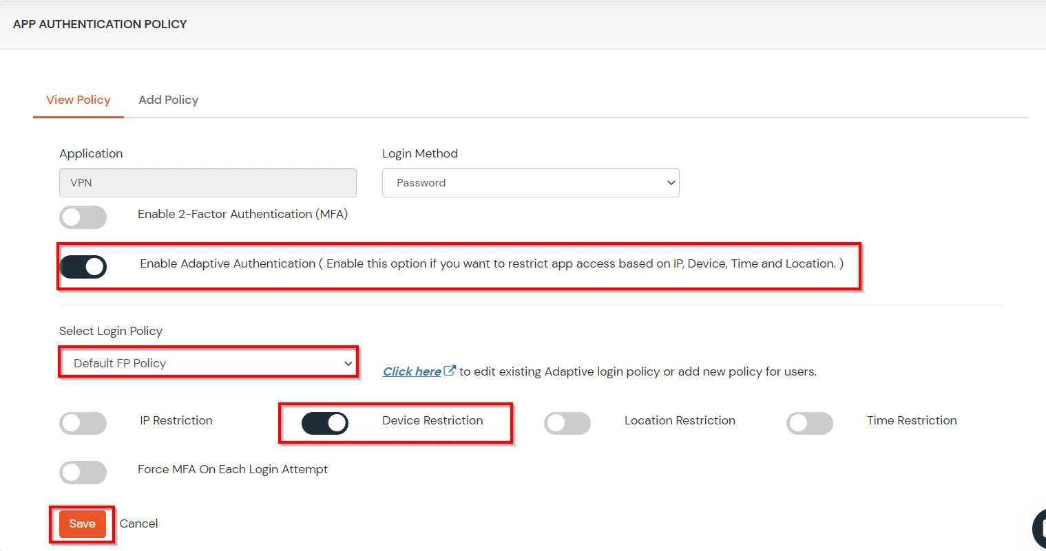 Freshdesk Single Sign-On (SSO) Restrict Access save device restriction policy