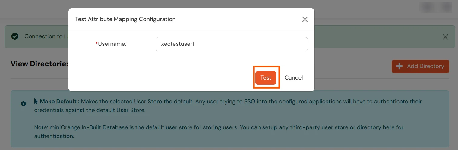 Apache Web Server : Enter username to test Attribute Mapping configuration