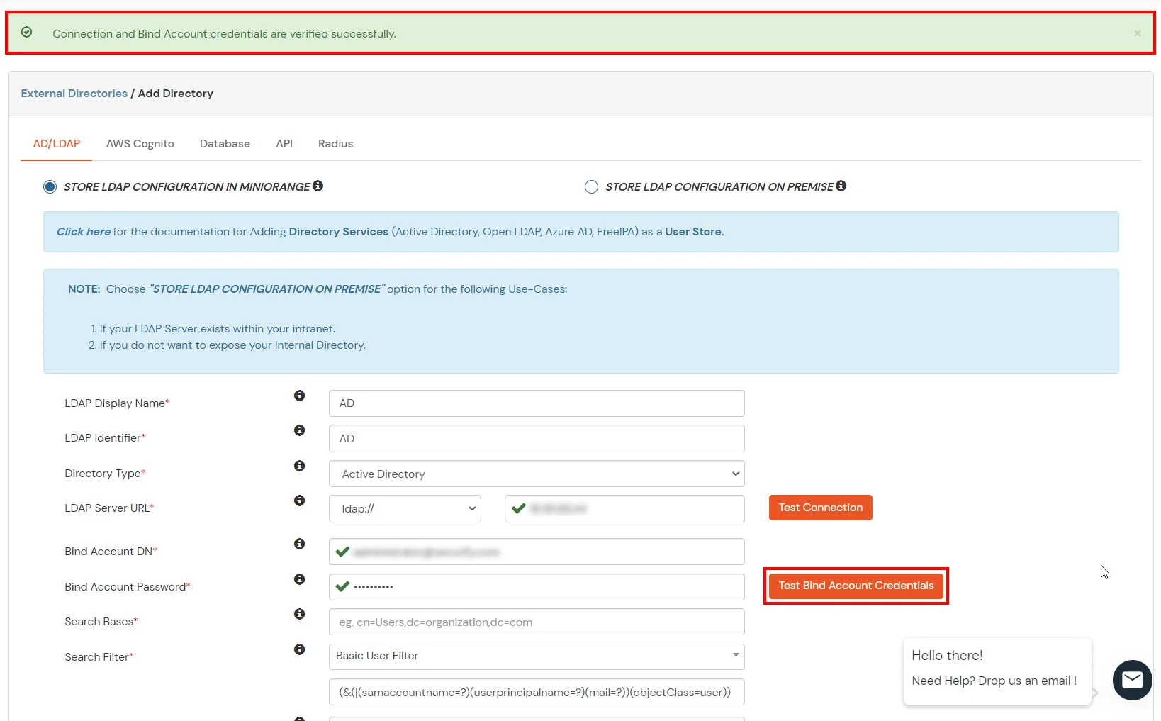 WhosOnLocation: Check bind account credentials