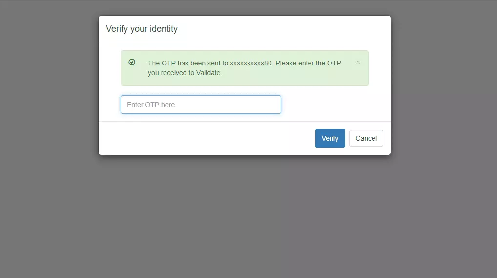 Zoho two factor authentication(2fa) OTP Prompt