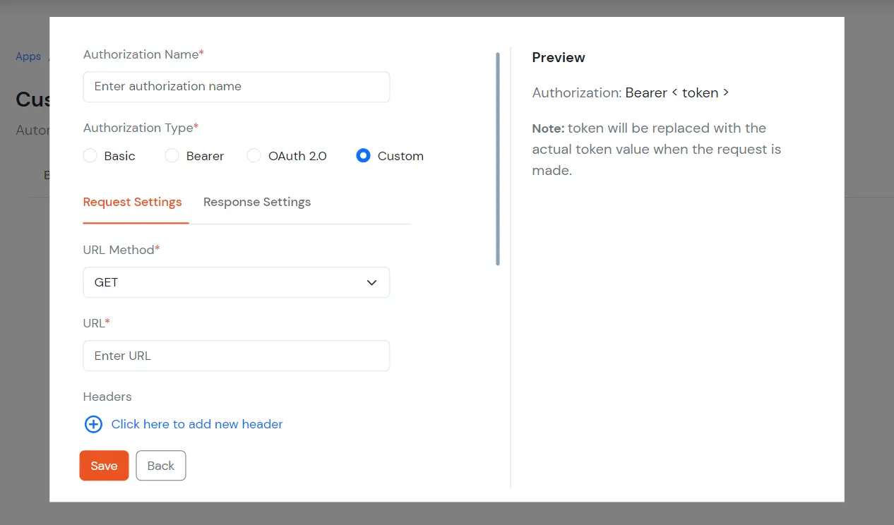 Custom Provisioning App - Authorization Type Custom