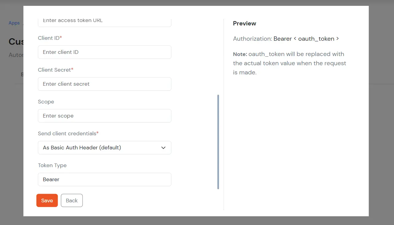 Custom Provisioning App - OAuth token