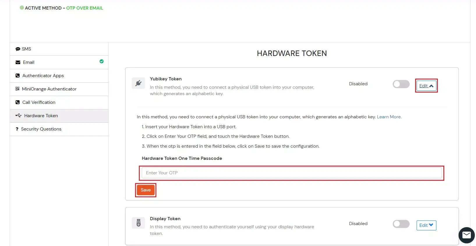 configure YUBIKEY Hardware Token