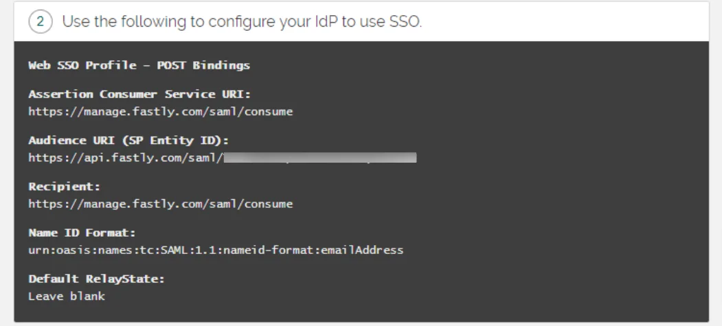 Fastly Single Sign On (sso) Get ACS and Entity ID