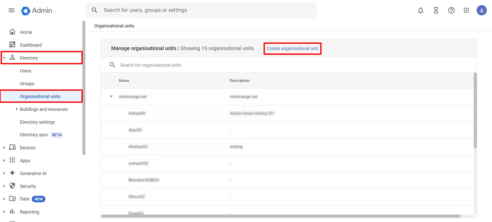 Google CASB SAML SSO Organisation units