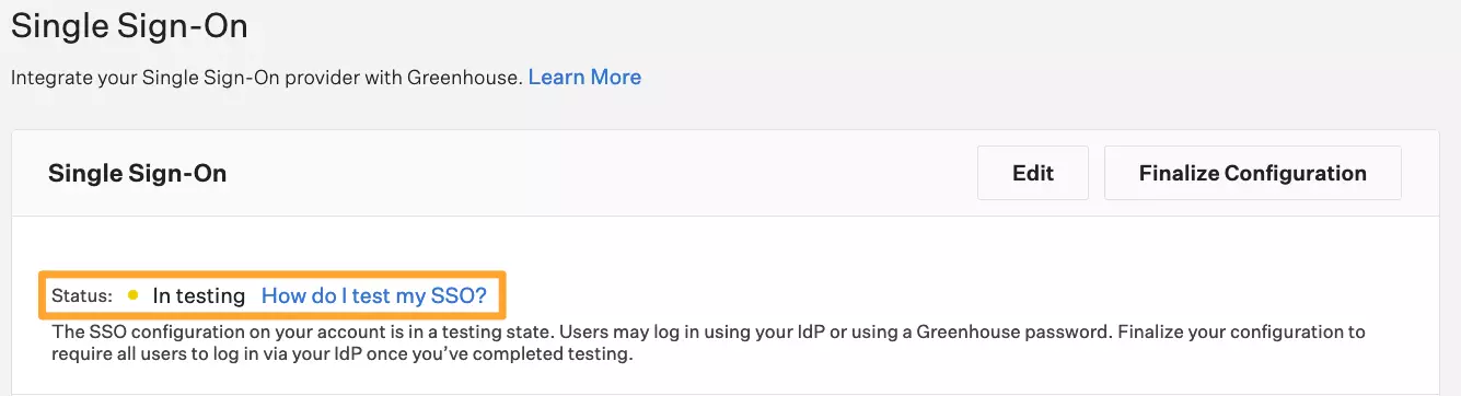 Greenhouse Single Sign-On (SSO)