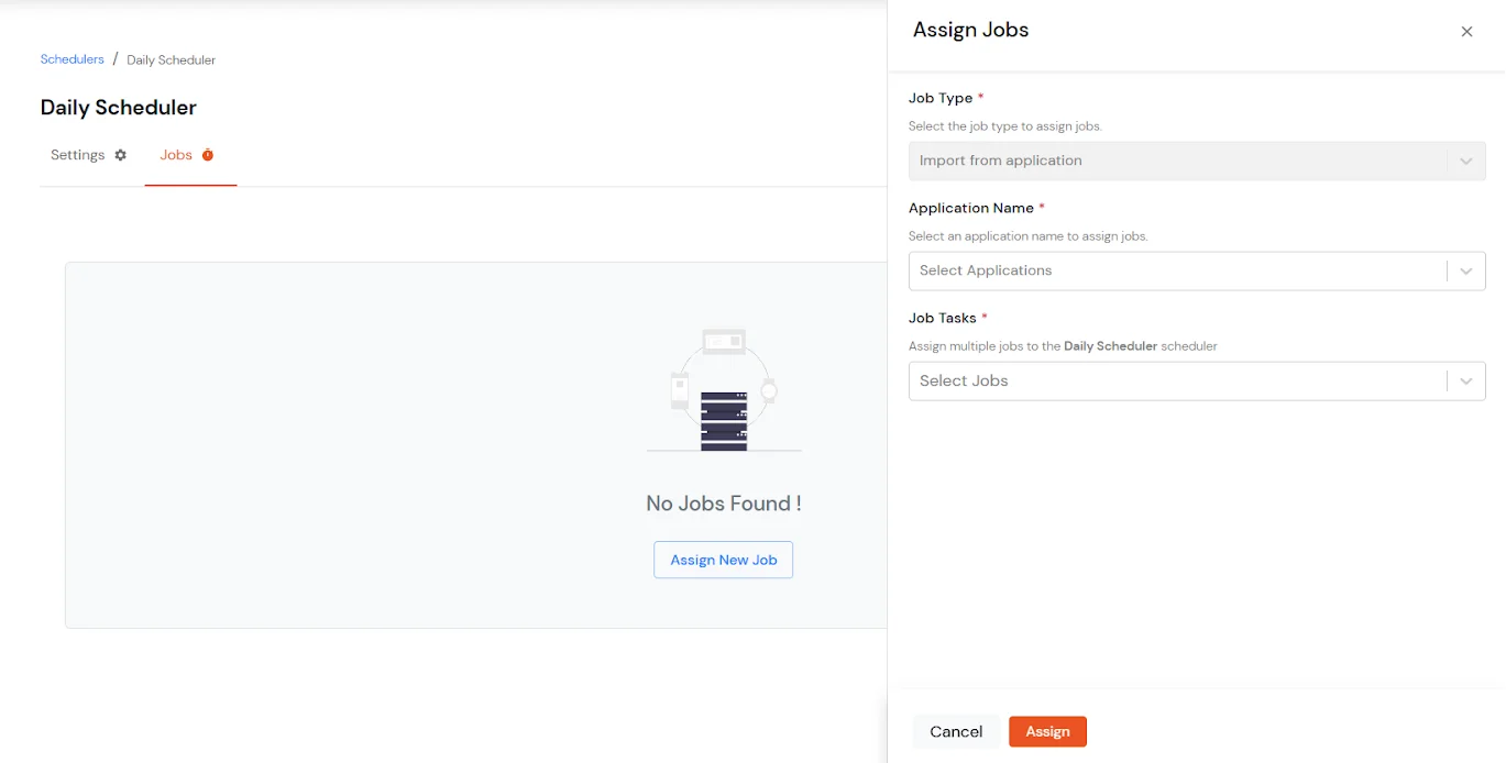 Assign Job form with job type, application and job tasks for Active Directory provisioning