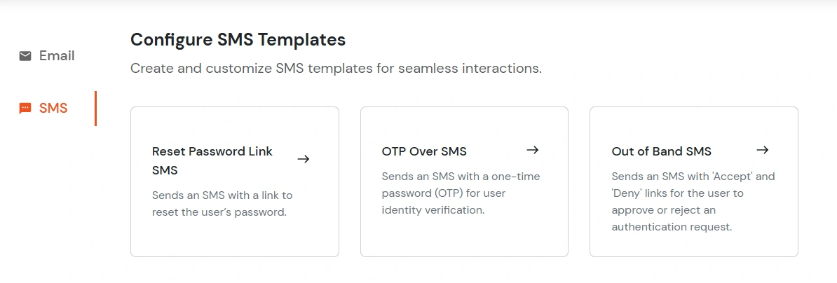 miniOrange Identity Platform Admin Handbook: sms template