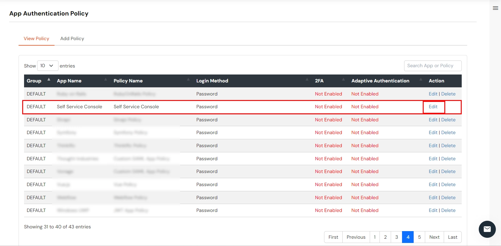 miniOrange Identity Platform Admin Handbook: Edit Self-Service Policy