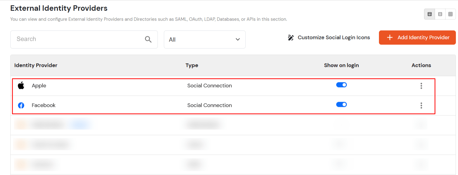 miniOrange Identity Platform Partner Portal Handbook: External Identity Providers List