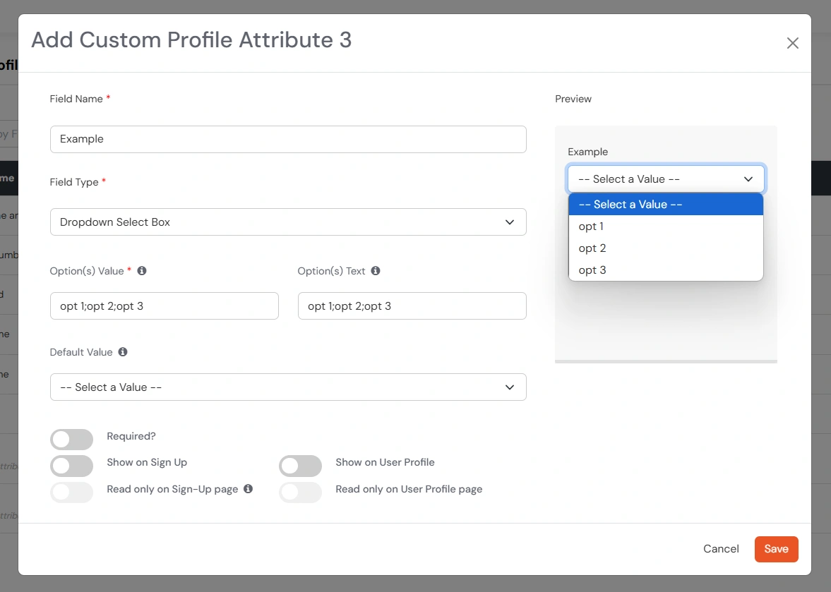 miniOrange Identity Platform Admin Handbook: Add Custom Profile fields