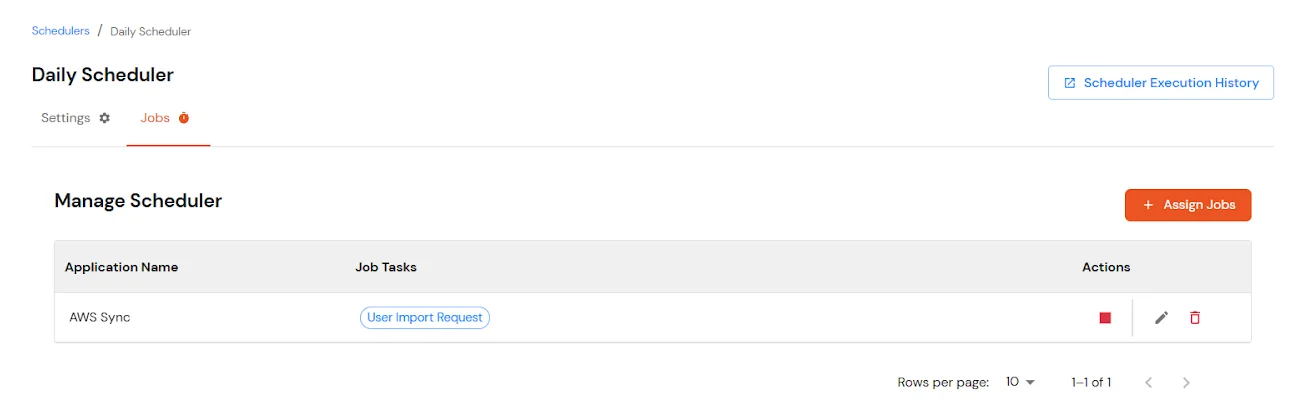 Manage scheduler jobs list for Active Directory provisioning