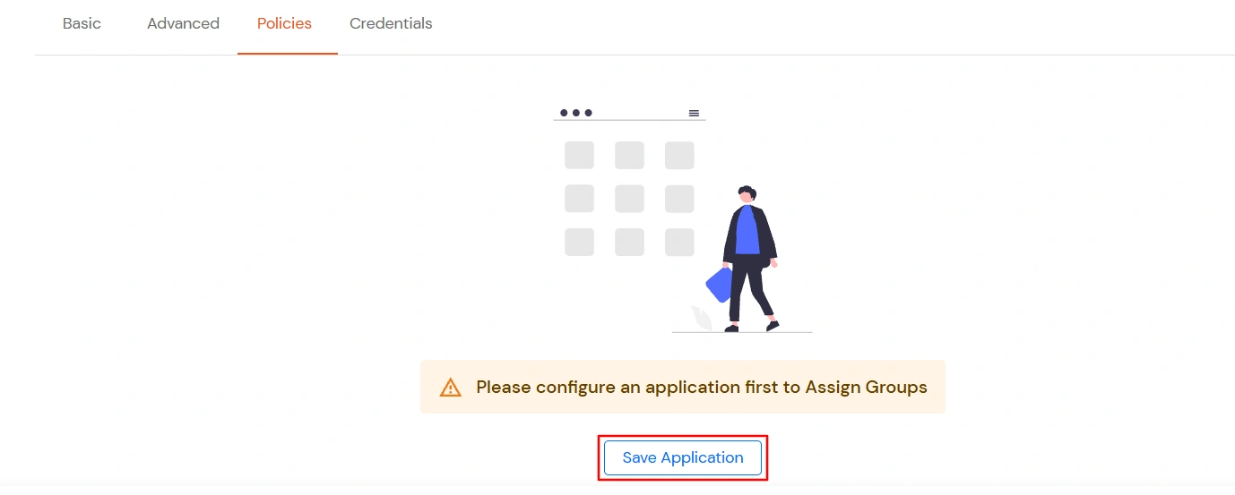 save application before policy configuration
