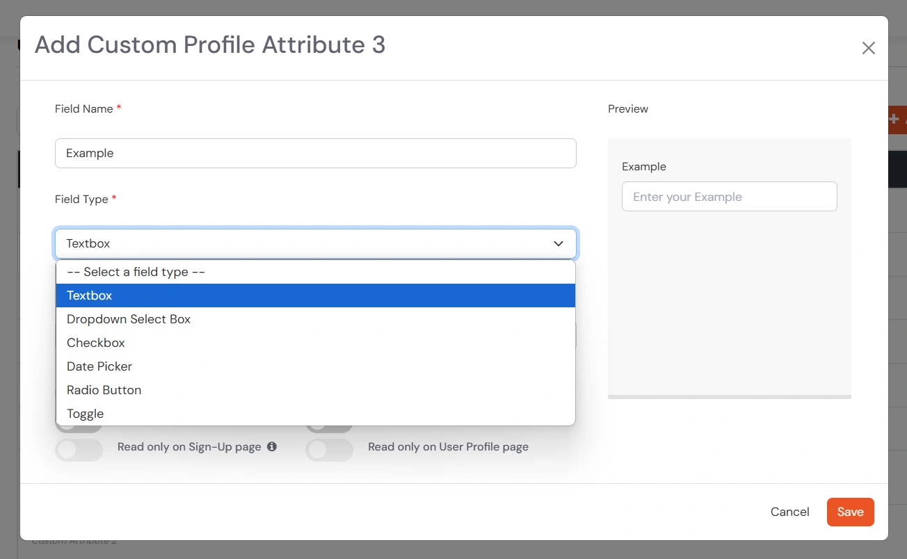 miniOrange Identity Platform Admin Handbook: Add Custom Profile fields