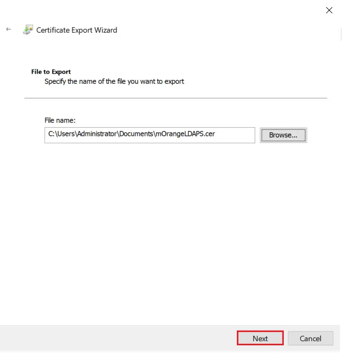 LDAPS on Windows Server export .cer