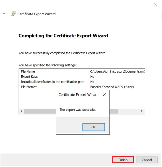 LDAPS on Windows Server export certificate successfully