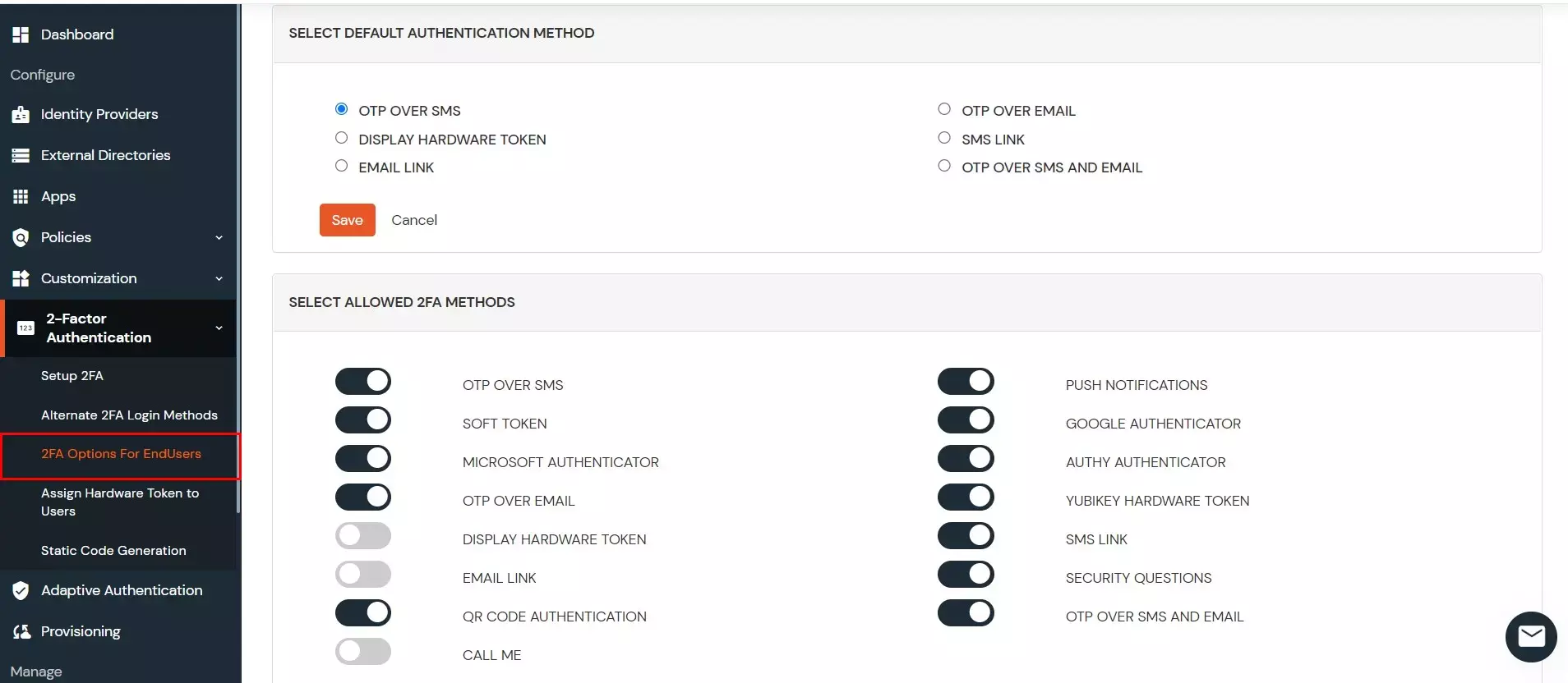 Select Two-factor Authentication options for SSH